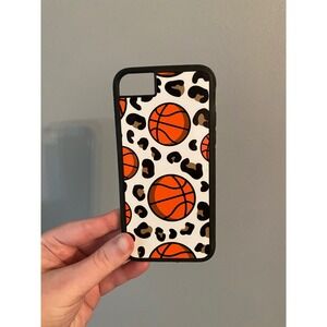 Basketball Leopard Print Phone Case iPhone 6 7 8 SE 2020 White Orange Sporty